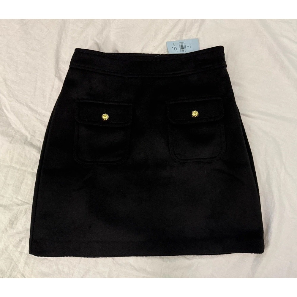 NWT Ann Taylor Loft Black Skirt Size 2p Wool Polyester Petite Retro